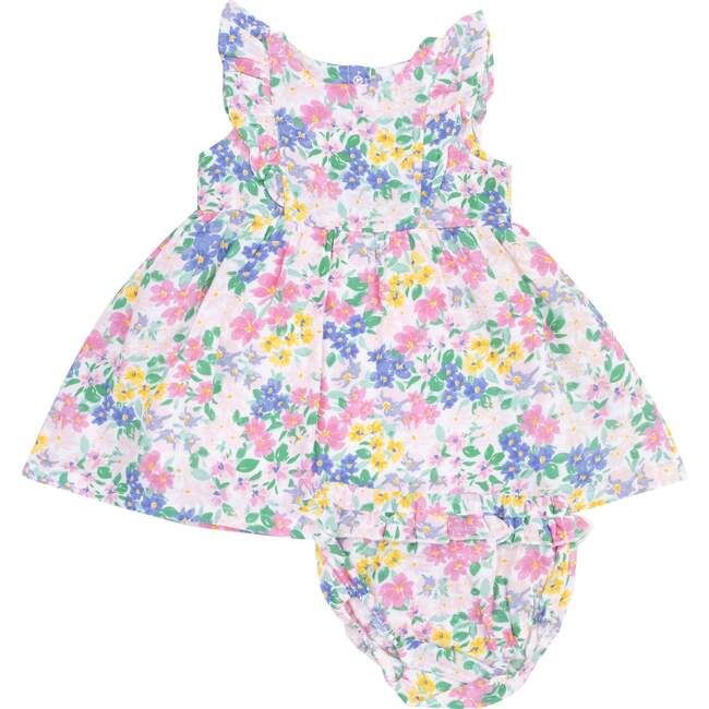 Ruffle Dress Sleeve Dress and Diaper Cover, Emma Floral - Dresses - 1
