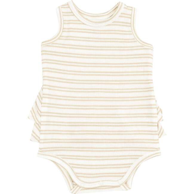 Ruffle Tank Bubble, Stripe Oxford Tan - Rompers - 1