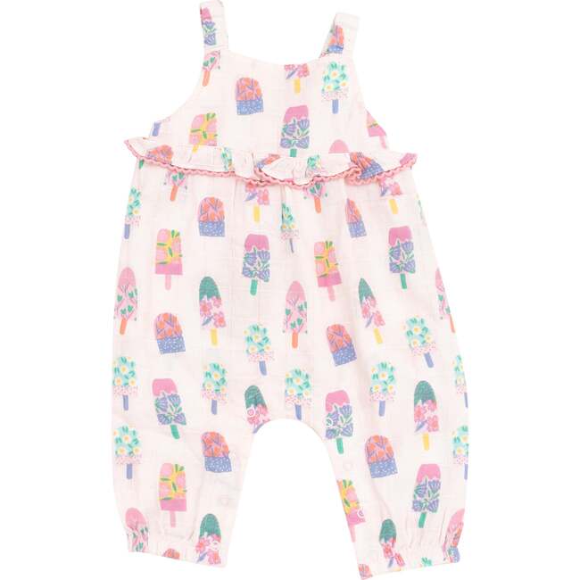 Ruffle Waist Romper , Floral Popsicles - Rompers - 1