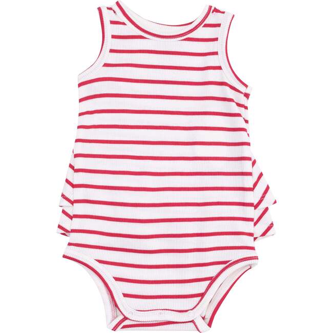 Ruffle Tank Bubble, Stripe Vintage  Red - Rompers - 1