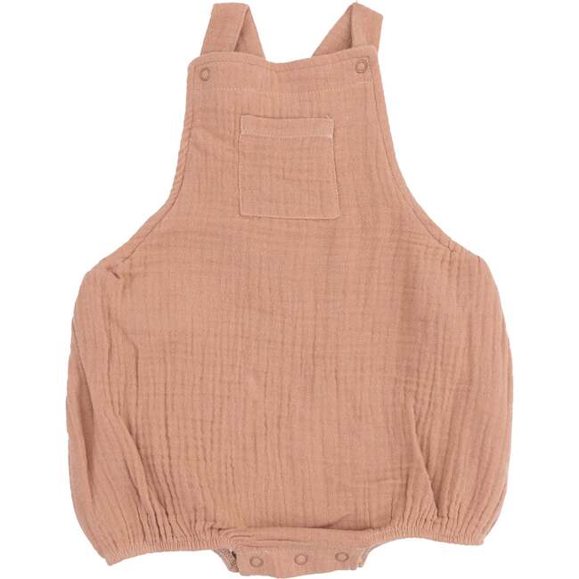 Pocket Sunsuit, Solid Muslin Camel - Rompers - 1