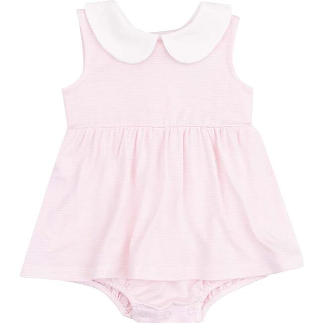 Peter Pan Collar Bubble with Skirt, Stripe Classic Pink - Dresses - 1