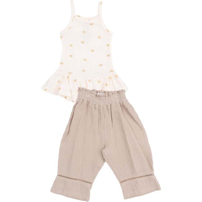 Peplum Tank and Smocked Waist Pants, Simple Suns - Mixed Apparel Set - 1