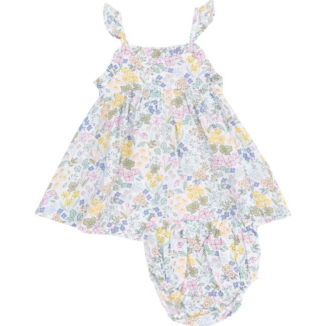 Paperbag Ruffle Sundress with Diaper Cover, Samantha Floral - Dresses - 1