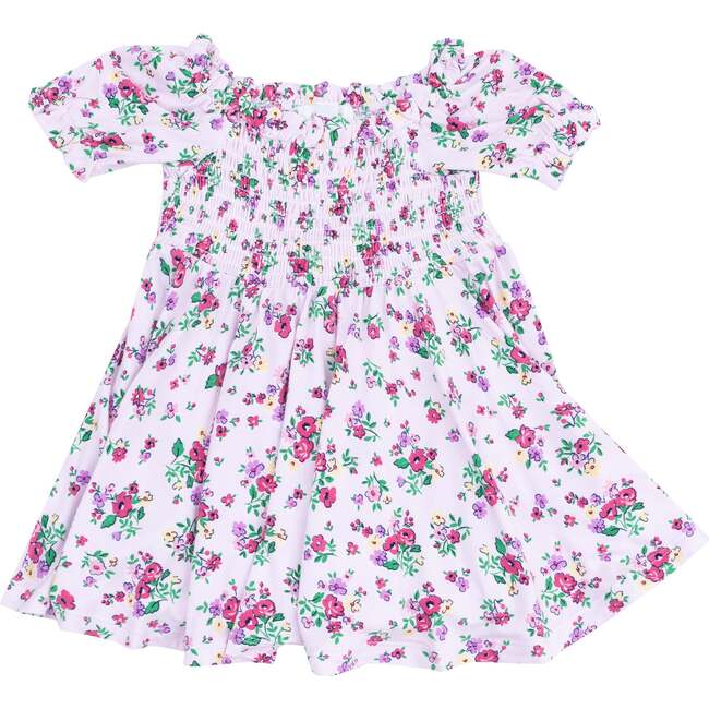 Puff Sleeve Smocked Dress, Preppy Roses - Dresses - 1