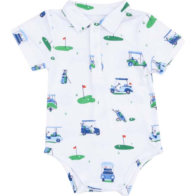 Polo Bodysuit - Vintage Golf Carts, Blue - Onesies - 1