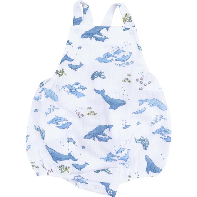 Pocket Sunsuit, Watercolor Blue Whales - Rompers - 1