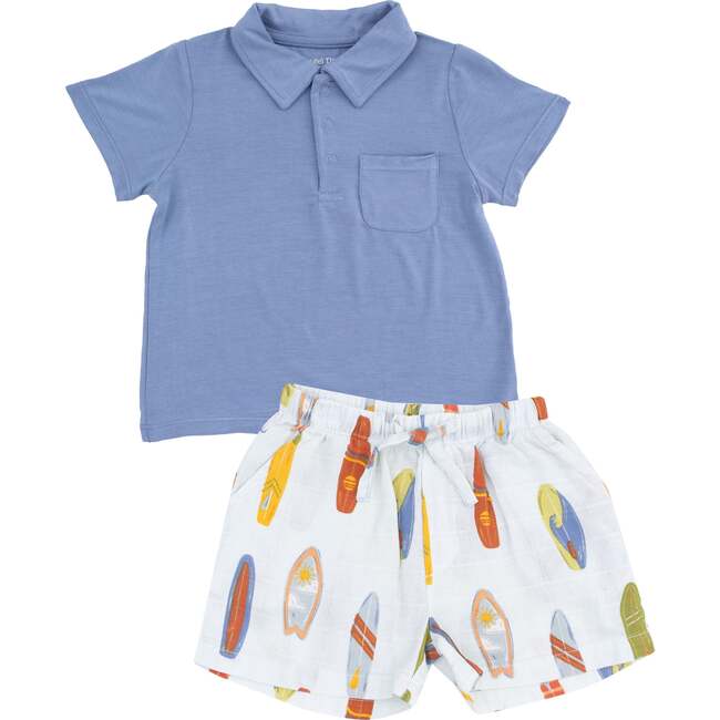 Polo Shirt and Muslin Short, Vintage Surfboards - Mixed Apparel Set - 1