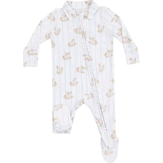 Polo 2 Way Zipper Footie, Vintage Rocking Horse Blue - Footie Pajamas - 1