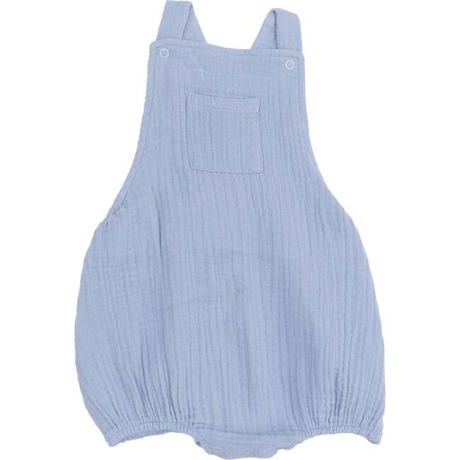 Pocket Sunsuit, Solid Muslin Dusty Blue - Rompers - 1