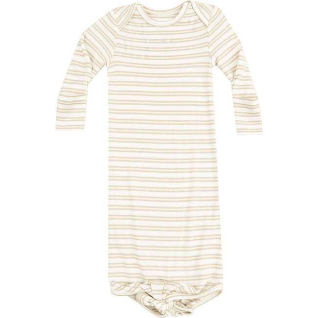 Knotted Gown, Stripe Oxford Tan - Nightgowns - 1