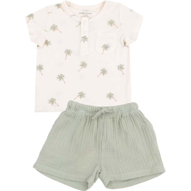 Henley with Pocket + Muslin Short, Palm Trees - Mixed Apparel Set - 1