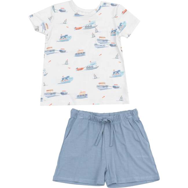 Crew Neck Tee and Short, Bubbly Tugboats - Mixed Apparel Set - 1