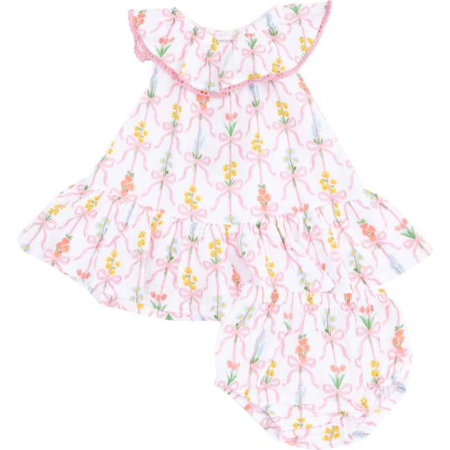 Circle Neck Ruffle Dress + Bloomer, Ribbon Bouquets - Dresses - 1