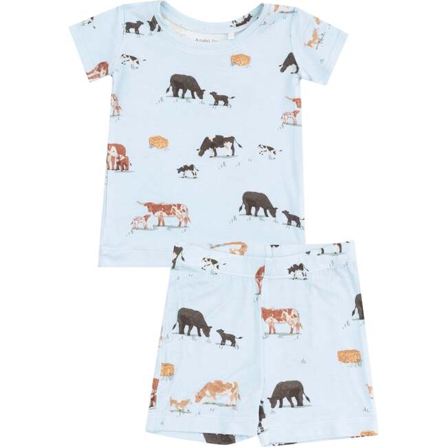Loungewear Short Set, Cow Families Blue - Mixed Apparel Set - 1