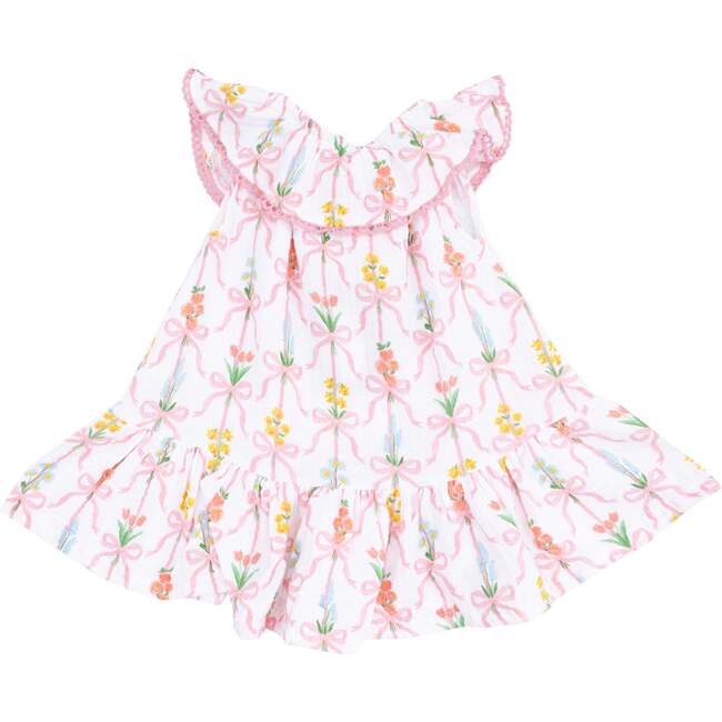Circle Neck Ruffle Dress, Ribbon Bouquets - Dresses - 1