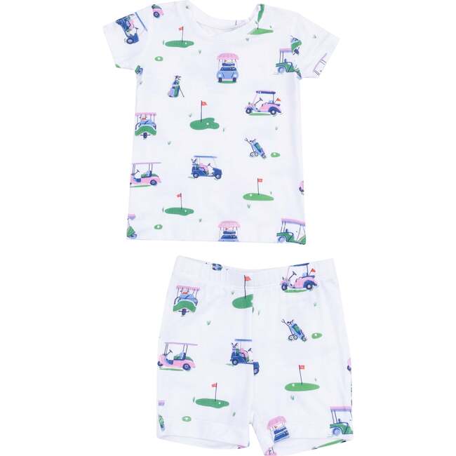 Loungewear Short Set - Vintage Golf Carts, Pink - Mixed Apparel Set - 1
