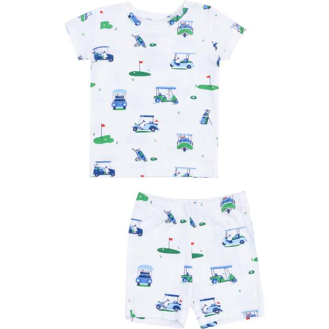 Loungewear Short Set - Vintage Golf Carts, Blue - Mixed Apparel Set - 1