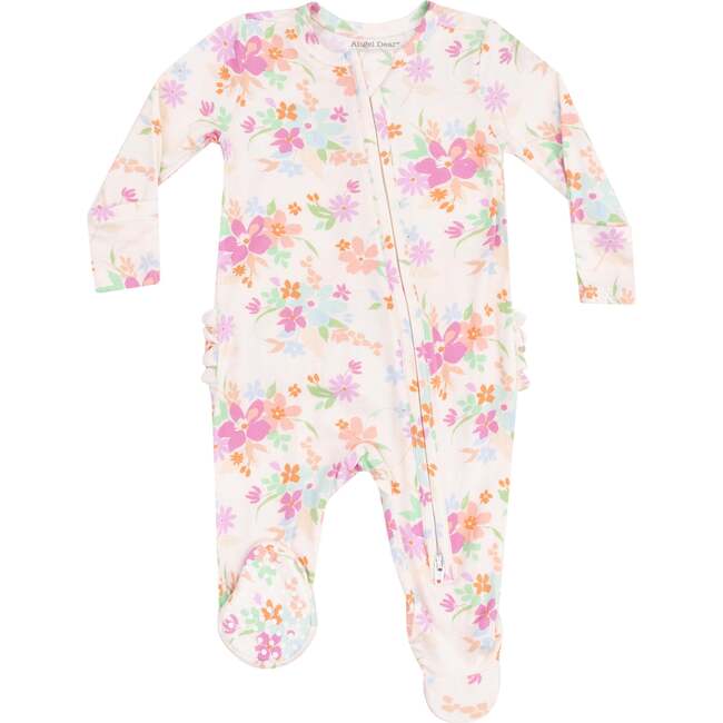 2 Way Zipper Ruffle Back Footie, Pick A Posy - Footie Pajamas - 1