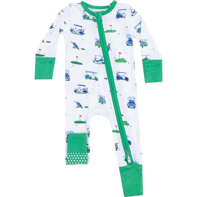 2 Way Zipper Romper, Vintage Golf Carts Blue - Rompers - 1