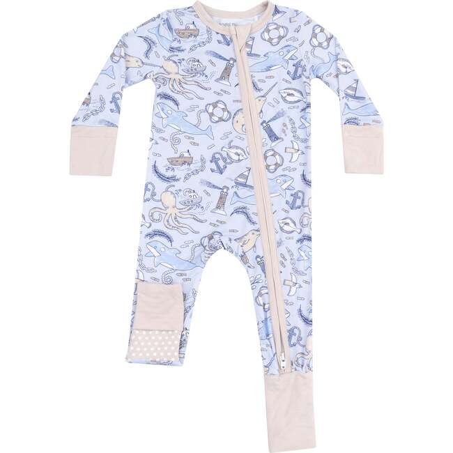 2 Way Zipper Romper, Nautical Notebook - Rompers - 1