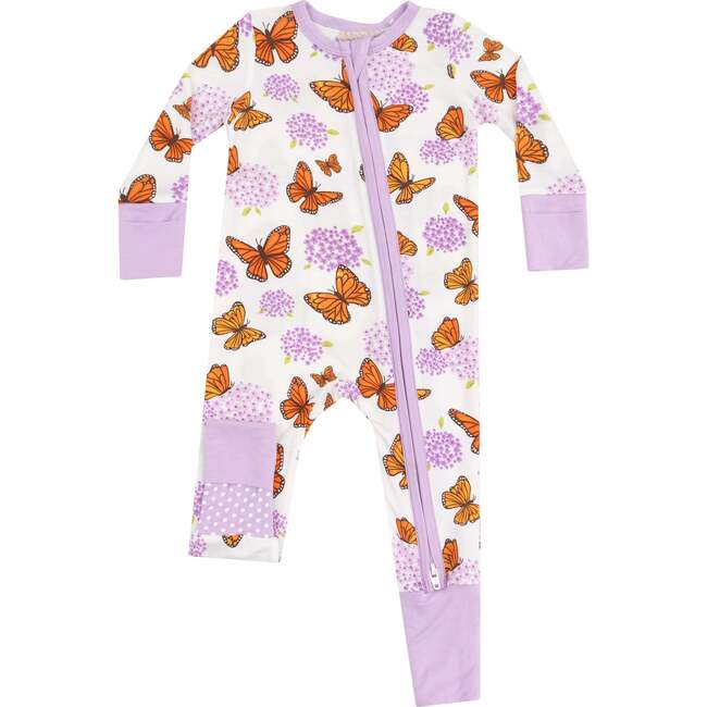 2 Way Zipper Romper, Monarch Butterflies and Milkweed - Rompers - 1