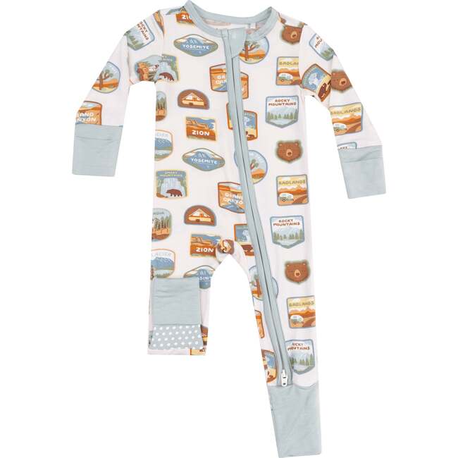 2 Way Zipper Romper, National Park Patches - Rompers - 1