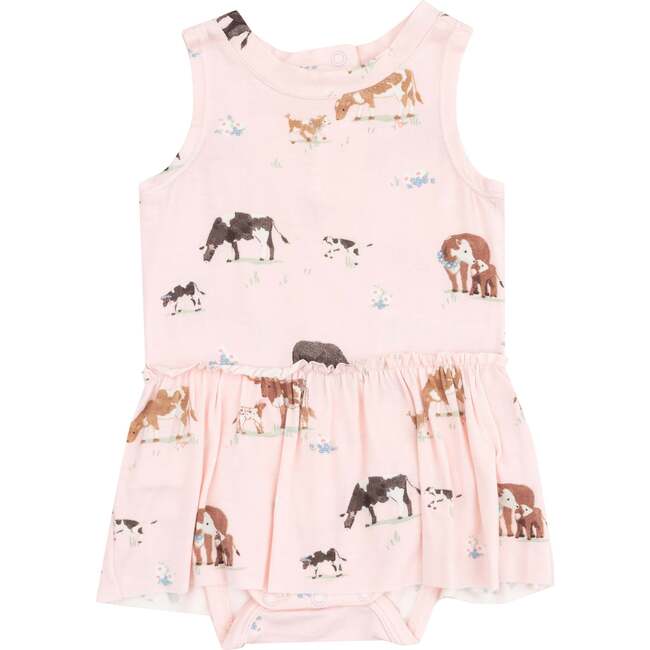 Bodysuit with Skirt, Cow Families Pink - Dresses - 1
