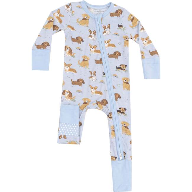 2 Way Zipper Romper, Best Friend Dogs Blue - Rompers - 1