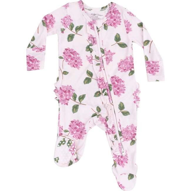 2 Way Zipper Ruffle Front Footie, Hydrangeas - Footie Pajamas - 1