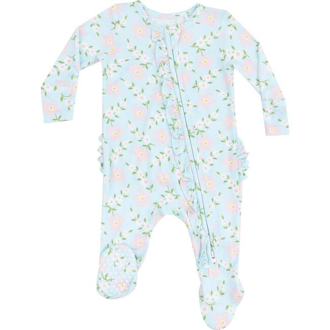 2 Way Zipper Ruffle Front Footie, Vintage Daisy - Footie Pajamas - 1
