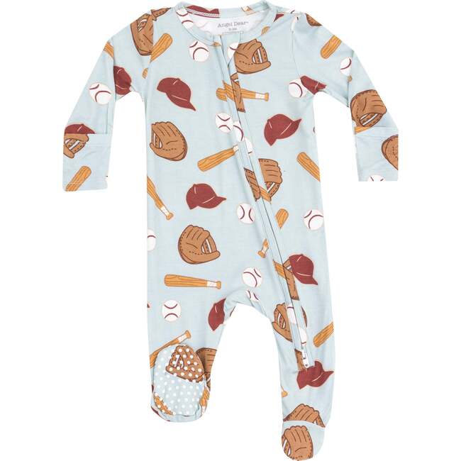2 Way Zipper Footie, Baseball - Footie Pajamas - 1