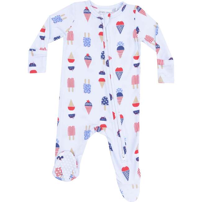 2 Way Zipper Footie, American Ice Cream, Blue - Footie Pajamas - 1