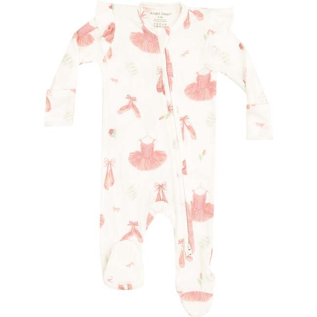 2 Way Ruffle Sleeves Zipper Footie, Ballet Things - Footie Pajamas - 1