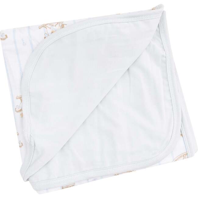2 Ply Blanket with Binding, Vintage Rocking Horse Blue - Swaddles - 1