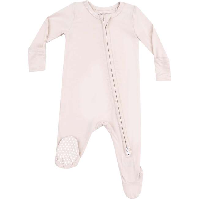 2 Way Zipper Footie, Solid Sandshell - Footie Pajamas - 1