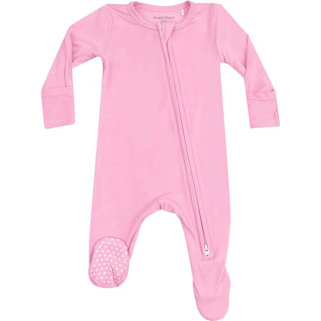 2 Way Zipper Footie, Solid Begonia Pink - Footie Pajamas - 1