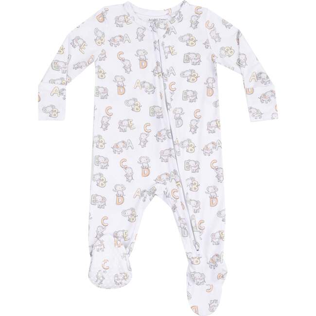 2 Way Zipper Footie, Vintage Elephant ABC - Footie Pajamas - 1
