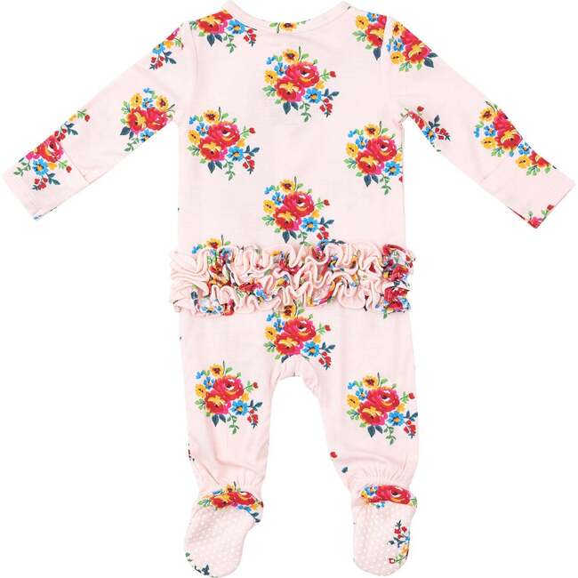 Pretty Bouquets 2-Way Ruffle Zipper Footie, Pink - Footie Pajamas - 3