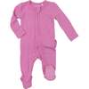 Strawberry Moon Solid 2-Way Zipper Ruffle Back Footie, Pink - Footie Pajamas - 1 - thumbnail