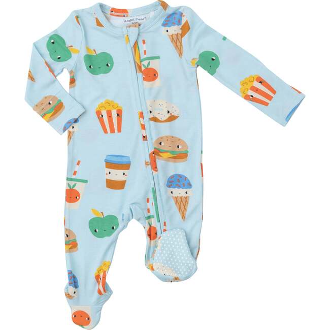SEND SNACKS BLUE 2 WAY ZIPPER FOOTIE, Blue - Footie Pajamas - 1