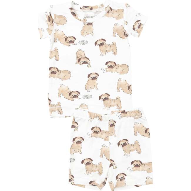 Pugs Short Lounge Wear Set, White - Mixed Apparel Set - 1