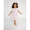 Softball Print Twirly Short Sleeve Dress, Pink - Dresses - 5