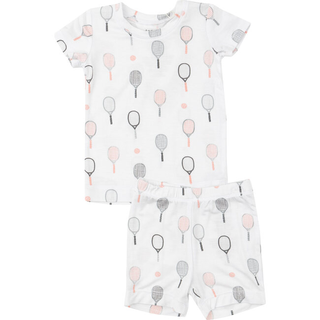 Tennis Print Short Lounge Wear Set, Pink - Mixed Apparel Set - 1