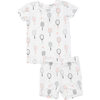 Tennis Print Short Lounge Wear Set, Pink - Mixed Apparel Set - 1 - thumbnail