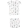 Tennis Print Short Lounge Wear Set, Pink - Mixed Apparel Set - 2