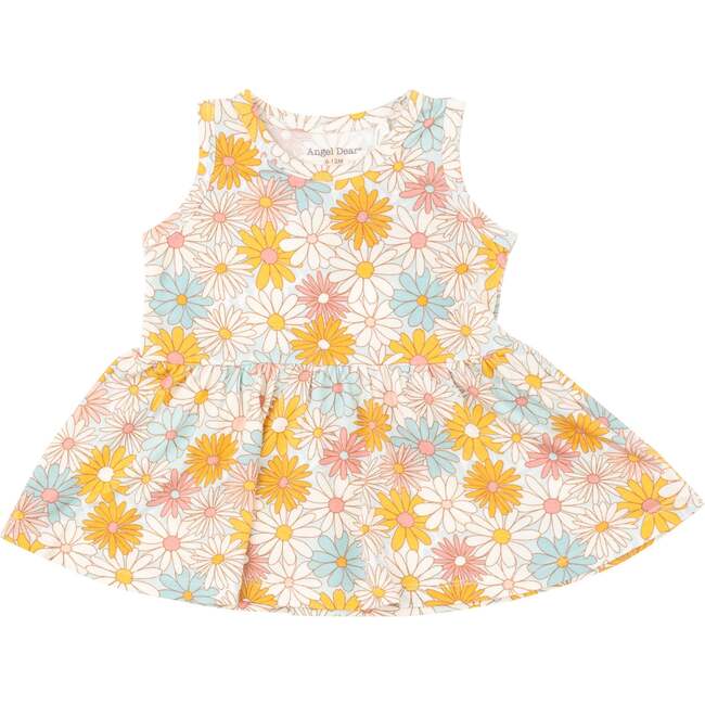 Good Vibes Daisy Peplum Tank Top And Biker Short, Multi - Mixed Apparel Set - 3