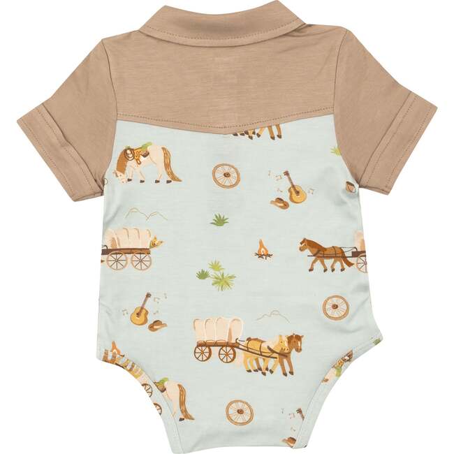 Covered Wagon Bodysuit, Blue - Onesies - 2