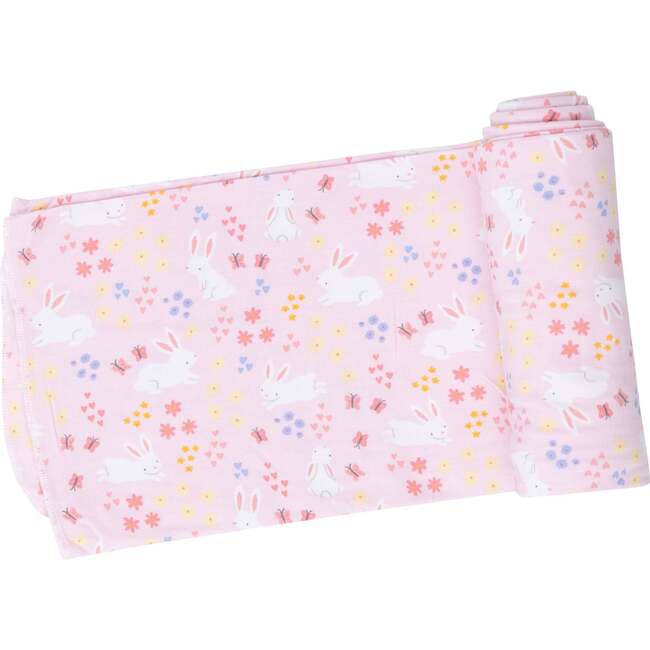 Bunny Meadow Swaddle Blanket, Pink - Swaddles - 1