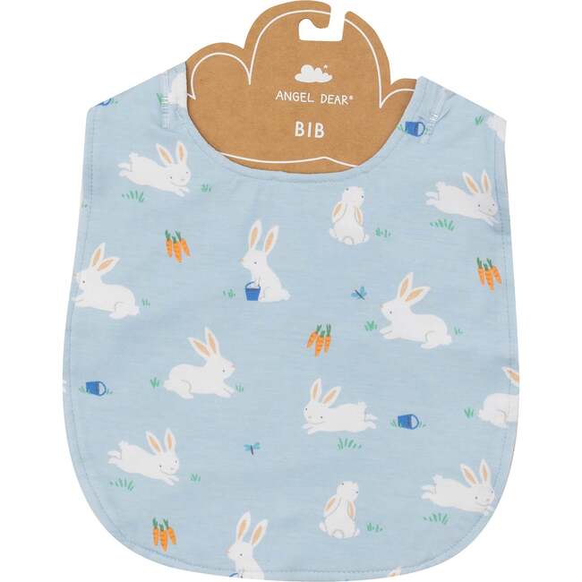 Bunny Carrots Feeding Bib, Blue - Bibs - 1
